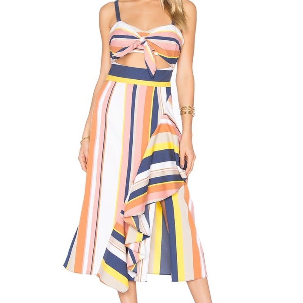 Tanya Taylor Claire Alibi Striped Cotton Cut Out Dress
- Size 2
